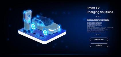Innovative electric vehicle charging station design showcasing smart technology for efficient energy use vector