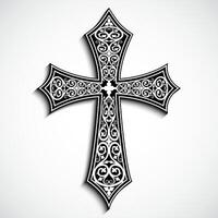 3d ornamental cross with shadow illustration vector
