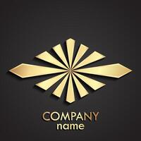 3d golden square linear logo design vector