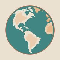 Travel World Map Globe Icon with Earth Continents in Circular Design vector