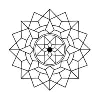 Symmetrical Geometric Mandala for Coloring Book Angular Petal Design vector