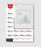 Red Color Calendar Design For Office Desk Or Wall Template vector