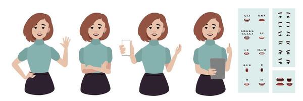 Red haired office woman constructor suitable for animation. vector