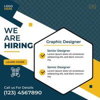 Modern and Creative We are Hiring Social Media banner Template Design vector