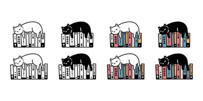 cat kitten icon sleeping book calico neko pet cartoon character munchkin illustration symbol clip art isolated design vector
