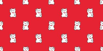 cat seamless pattern manekineko kitten lucky cat calico neko munchkin pet cartoon doodle tile background gift wrapping paper repeat wallpaper illustration isolated design vector