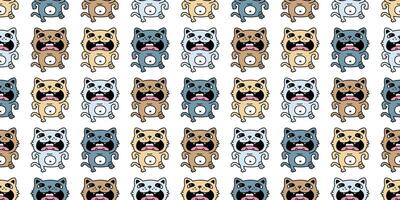 cat seamless pattern kitten running calico walking neko munchkin pet cartoon doodle gift wrapping paper tile background repeat wallpaper illustration isolated design vector