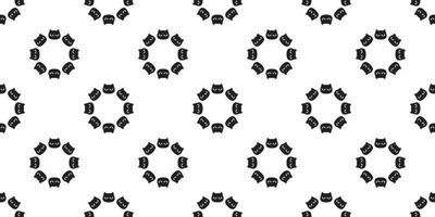cat seamless pattern face round black kitten head calico munchkin neko pet cartoon doodle gift wrapping paper tile background repeat wallpaper illustration isolated design vector