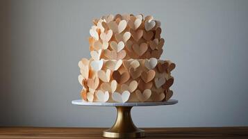 Elegant two tier cake decorated with heart shapes for a romantic celebration photo