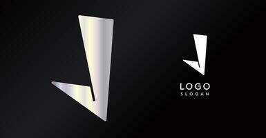 Geometric triangular J letter, abstract dynamic logo, modern holographic gradient monogram for gaming, technology, urban art, innovation, streetwear brand, sci-fi cybersport. illustration vector