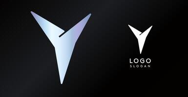 Geometric triangular Y letter, abstract dynamic logo, modern holographic gradient monogram for gaming, technology, urban art, innovation, streetwear brand, sci-fi cybersport. illustration vector