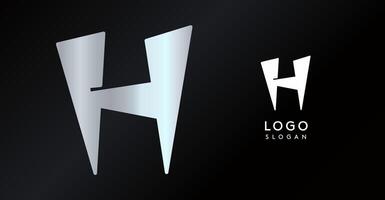 Geometric triangular H letter, abstract dynamic logo, modern holographic gradient monogram for gaming, technology, urban art, innovation, streetwear brand, sci-fi cybersport. illustration vector