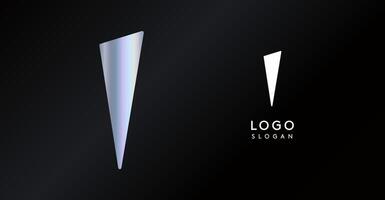 Geometric triangular I letter, abstract dynamic logo, modern holographic gradient monogram for gaming, technology, urban art, innovation, streetwear brand, sci-fi cybersport. illustration vector
