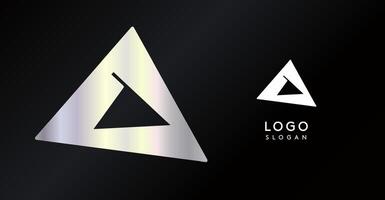 Geometric triangular O letter, abstract dynamic logo, modern holographic gradient monogram for gaming, technology, urban art, innovation, streetwear brand, sci-fi cybersport. illustration vector