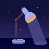 Table lamp illustration with night background vector