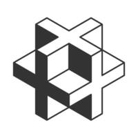 Cube logo, geometric design. Black and white Box logotype company, trendy techno emblem in isometric 3D style. vector