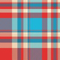 Cultural seamless tartan background, effect check texture. Installing fabric plaid pattern textile in red and cyan colors. vector