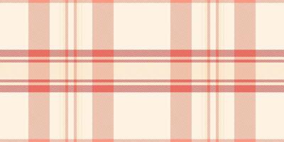 Checker seamless fabric check, beige background textile . Stationary tartan texture plaid pattern in red and old lace colors. vector