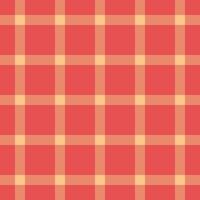 Retro background fabric plaid, hotel textile seamless pattern. 1960s tartan check texture in red and orange colors. vector