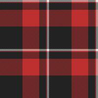 Pop tartan texture fabric, satin background seamless textile. Mat plaid pattern check in black and red colors. vector