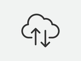 Technology icon cloud computing connection. Big data global server. Line design symbol. vector