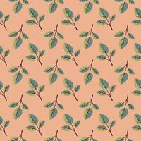 Hand drawn floral pattern design. Simple ornament with plant and leaf. vector