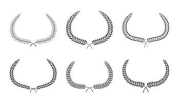Set of wreaths from laurel branches with foliage. illustration vector