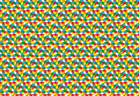 Magic cube pattern seamless design. Color block puzzle background.