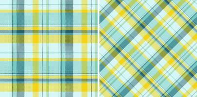 Plaid texture pattern of check textile seamless with a background fabric tartan. Set in summer colors for stylish jacket outfits. vector