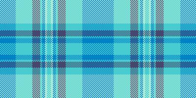 1960s background fabric, hippy tartan texture textile. Feminine plaid seamless check pattern in light and medium turquoise colors. vector