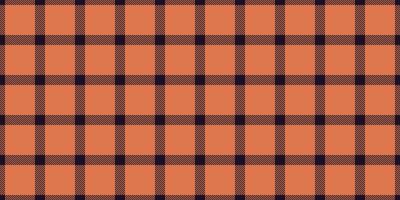 London textile plaid texture, 1940s fabric check. Dimensional pattern seamless tartan background in black and orange colors. vector