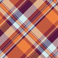 Basic texture check, fluffy fabric seamless textile. Various background pattern plaid tartan in red and orange colors. vector