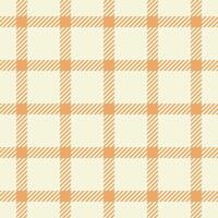 Industrial plaid background pattern, flow check fabric. Printout seamless tartan textile texture in beige and orange colors. vector