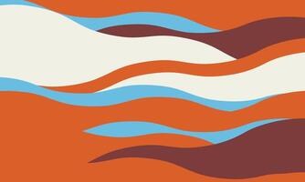 Minimalist abstract background with wavy, rippled stripes and sparse curves. Flowing, textured lines in trendy colors create a graphic look, perfect for posters, prints, or a modern, minimal design. vector