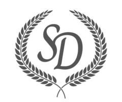 Initial letter S and D, SD monogram logo design with laurel wreath. Luxury calligraphy font. vector
