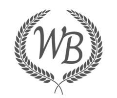 Initial letter W and B, WB monogram logo design with laurel wreath. Luxury calligraphy font. vector