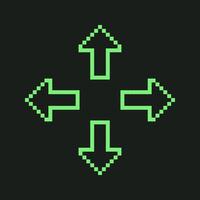 Pixel Art Four Direction Arrows Set, Game Controls vector