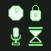 Retro Pixel Art User Interface Icons Y2k Set. vector
