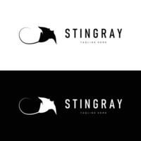 stingray logo design open sea animal with simple silhouette template concept vector