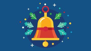 A colorful bell surrounded by vibrant leaves and stars, symbolizing celebration and joy in a festive atmosphere vector