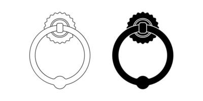 outline silhouette door knocker icon set isolated on white background vector