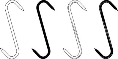 outline silhouette meat hook icon set vector