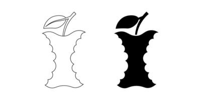 outliine silhouette apple core icon set isolated on white background vector