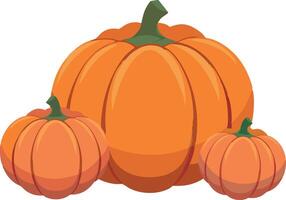 Set of three autumn pumpkins in minimalist style, for Thanksgiving decor, web elements, seamless patterns vector