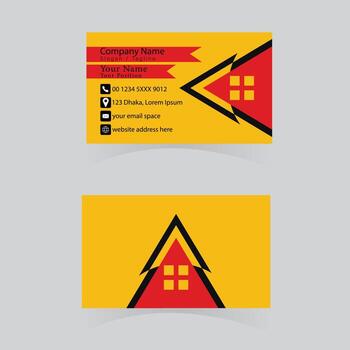 simple yellow and red color business card design vector