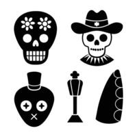 Stylized Day of the Dead Skull Illustration with Hat and Hearts vector