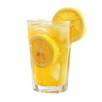 Refreshing lemonade with ice and lemon slices on a sunny day png