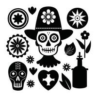 Festive Day of the Dead Skeleton with Floral Elements vector