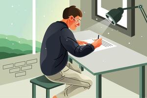 Man Writing on Studio Illustration vector