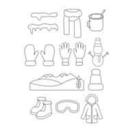Winter Element Tracing Line Collection vector